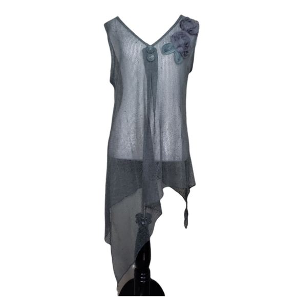 Pretty Angel Tops - Pretty Angel green sleeveless mesh tunic